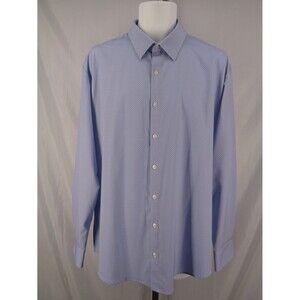 Mizzen Main Performance Stretch Blue Polka Dot Classic Shirt Size Large
